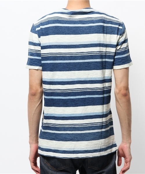 POLO RALPH LAUREN（ポロ ラルフ ローレン）の「インディゴ ストライプド コットン Tシャツ（Tシャツ/カットソー・メンズ・ブルー系その他・X-LARGE/X-SMALL/MEDIUM/LARGE/SMALL）」の4枚目の写真