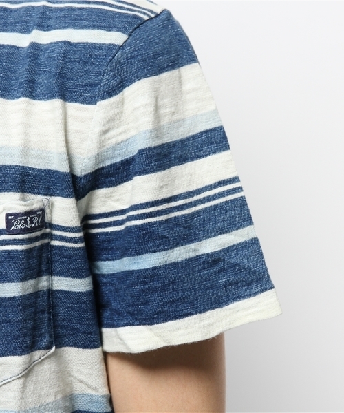 POLO RALPH LAUREN（ポロ ラルフ ローレン）の「インディゴ ストライプド コットン Tシャツ（Tシャツ/カットソー・メンズ・ブルー系その他・X-LARGE/X-SMALL/MEDIUM/LARGE/SMALL）」の6枚目の写真