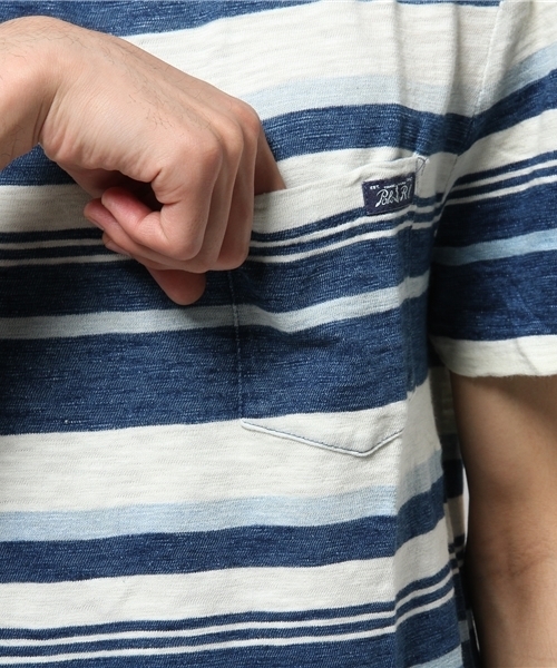 POLO RALPH LAUREN（ポロ ラルフ ローレン）の「インディゴ ストライプド コットン Tシャツ（Tシャツ/カットソー・メンズ・ブルー系その他・X-LARGE/X-SMALL/MEDIUM/LARGE/SMALL）」の7枚目の写真