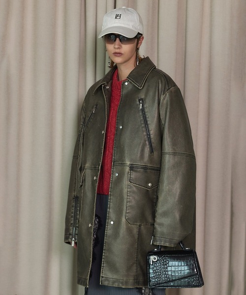 prank project Vegan Leather Middle Coat
