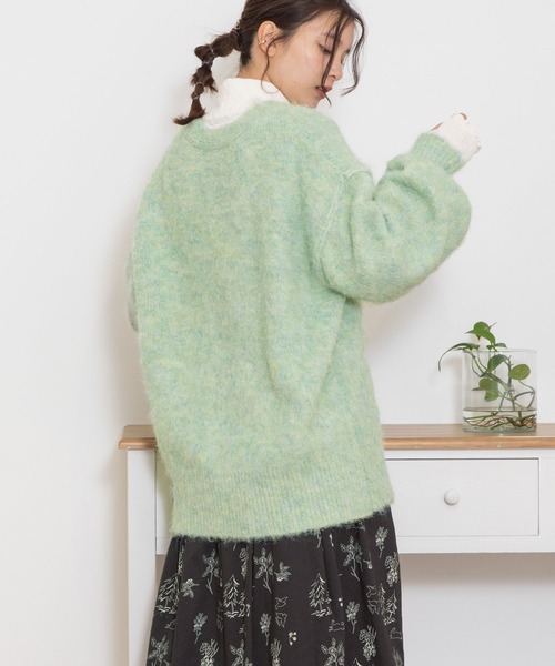 POU DOU DOU（プードゥドゥ）の「起毛Vネックニットカーディガン（カーディガン/ボレロ・レディース・ベージュ/ブラウン/ブルー/ミント・3）」の7枚目の写真