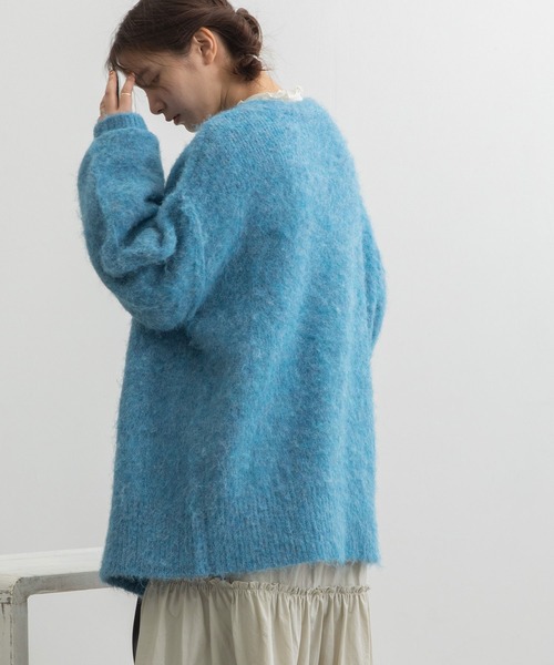 POU DOU DOU（プードゥドゥ）の「起毛Vネックニットカーディガン（カーディガン/ボレロ・レディース・ベージュ/ブラウン/ブルー/ミント・3）」の14枚目の写真