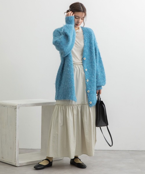 POU DOU DOU（プードゥドゥ）の「起毛Vネックニットカーディガン（カーディガン/ボレロ・レディース・ベージュ/ブラウン/ブルー/ミント・3）」の18枚目の写真