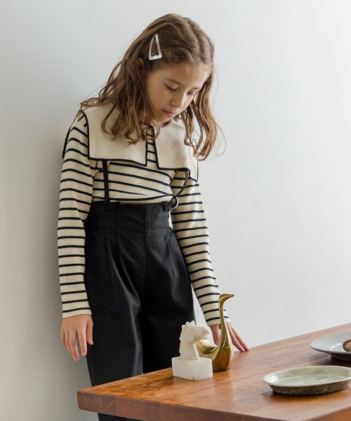 GLOBAL WORK（グローバルワーク）の「メルティセーラーカラーニット/907727（ニット/セーター・キッズ・ブラック/オフホワイト/その他・130cm/140cm/160cm/110cm/100cm/120cm/150cm）」の3枚目の写真