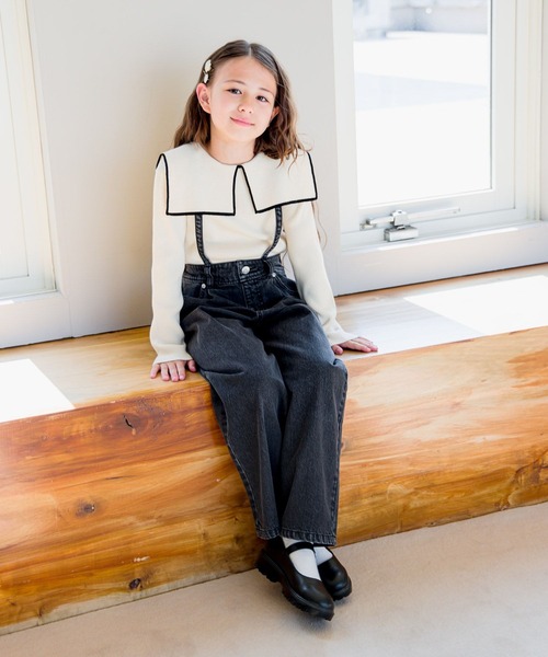 GLOBAL WORK（グローバルワーク）の「メルティセーラーカラーニット/907727（ニット/セーター・キッズ・ブラック/オフホワイト/その他・130cm/140cm/160cm/110cm/100cm/120cm/150cm）」の4枚目の写真