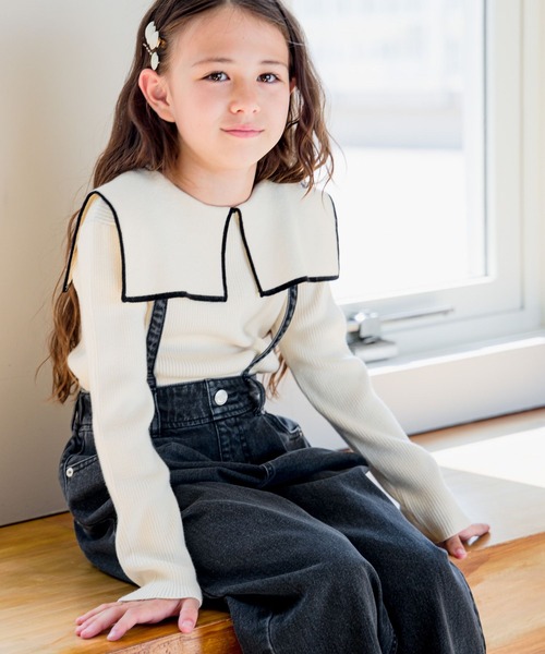 GLOBAL WORK（グローバルワーク）の「メルティセーラーカラーニット/907727（ニット/セーター・キッズ・ブラック/オフホワイト/その他・130cm/140cm/160cm/110cm/100cm/120cm/150cm）」の8枚目の写真