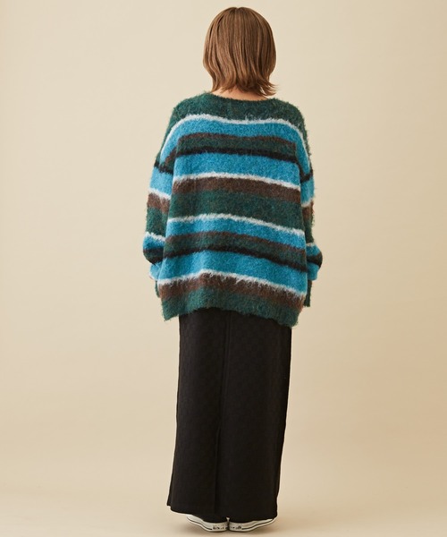 CUBE SUGAR(キューブシュガー)の「ブロック柄ニットソーナロースカート(スカート・レディース・ブラウン/ブルー/ブラック/パープル・M)」の7枚目の写真