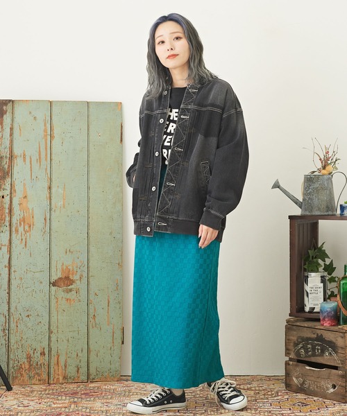 CUBE SUGAR(キューブシュガー)の「ブロック柄ニットソーナロースカート(スカート・レディース・ブラウン/ブルー/ブラック/パープル・M)」の13枚目の写真