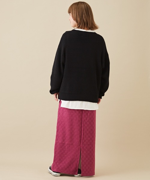 CUBE SUGAR(キューブシュガー)の「ブロック柄ニットソーナロースカート(スカート・レディース・ブラウン/ブルー/ブラック/パープル・M)」の20枚目の写真