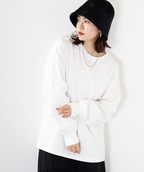 LUMBER（ランバー）の「LUMBER ダブルポケットTシャツ（Tシャツ/カットソー・メンズ・ブラック/ホワイト/カーキ・LL/M/L）」の2枚目の写真