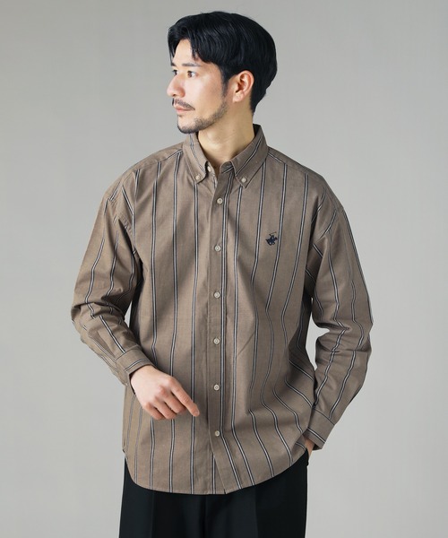 BEVERLY HILLS POLO CLUB(ビバリーヒルズポロクラブ)の「BEVERLY HILLS POLO CLUB / ツイルピーチワンポイント刺繍ボタンダウンシャツ(シャツ/ブラウス・メンズ・ホワイト系/ベージュ系/ホワイト/ネイビー系2/ネイビー/ブルー系/ベージュ/スミクロ/ネイビー系/ブルー系2・M/L/LL)」の6枚目の写真