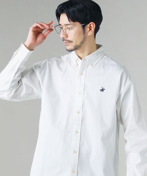 BEVERLY HILLS POLO CLUB(ビバリーヒルズポロクラブ)の「BEVERLY HILLS POLO CLUB / ツイルピーチワンポイント刺繍ボタンダウンシャツ(シャツ/ブラウス・メンズ・ホワイト系/ベージュ系/ホワイト/ネイビー系2/ネイビー/ブルー系/ベージュ/スミクロ/ネイビー系/ブルー系2・M/L/LL)」の20枚目の写真
