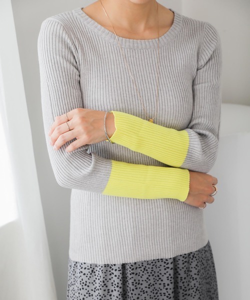 Bou Jeloud（ブージュルード）の「バイカラースリーブリブニットプルオーバー（ニット/セーター・レディース・ブラック/アイボリー/グレー/ネイビー・FREE）」の10枚目の写真