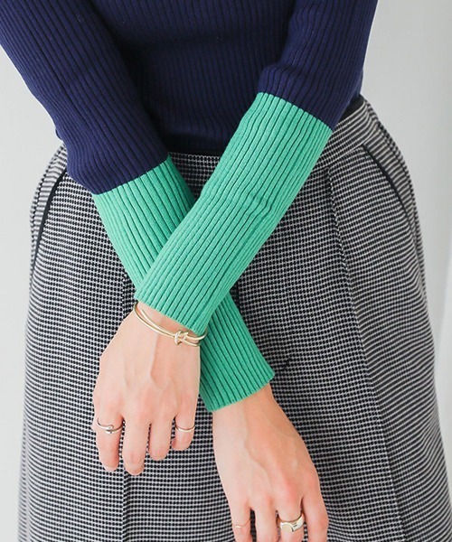 Bou Jeloud（ブージュルード）の「バイカラースリーブリブニットプルオーバー（ニット/セーター・レディース・ブラック/アイボリー/グレー/ネイビー・FREE）」の16枚目の写真