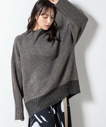 配色ヘムストレッチニット