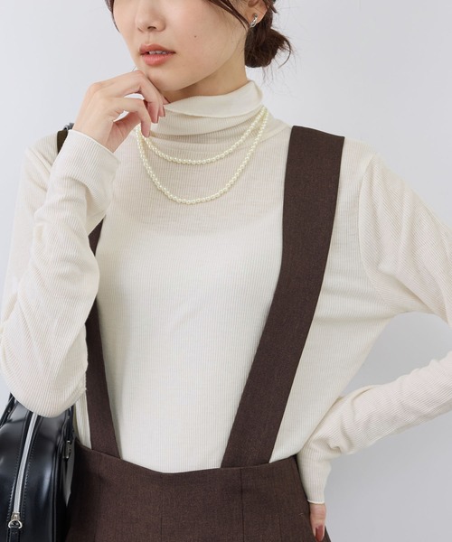 ROPE' PICNIC（ロペピクニック）の「吸湿発熱/シアーカットタートル（Tシャツ/カットソー・レディース・キナリ/ブラック/ライトグレー/チャコールグレー・38）」の2枚目の写真