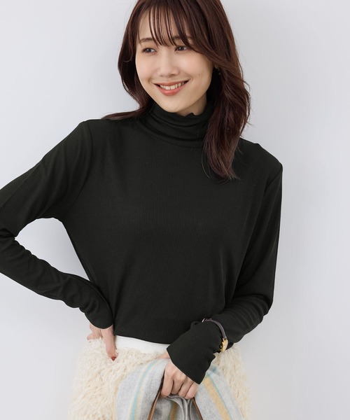 ROPE' PICNIC（ロペピクニック）の「吸湿発熱/シアーカットタートル（Tシャツ/カットソー・レディース・キナリ/ブラック/ライトグレー/チャコールグレー・38）」の3枚目の写真