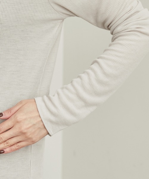 ROPE' PICNIC（ロペピクニック）の「吸湿発熱/シアーカットタートル（Tシャツ/カットソー・レディース・キナリ/ブラック/ライトグレー/チャコールグレー・38）」の20枚目の写真