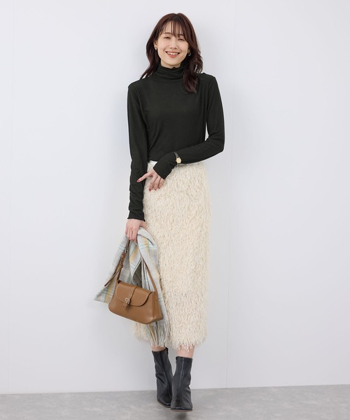 ROPE' PICNIC（ロペピクニック）の「吸湿発熱/シアーカットタートル（Tシャツ/カットソー・レディース・キナリ/ブラック/ライトグレー/チャコールグレー・38）」の5枚目の写真
