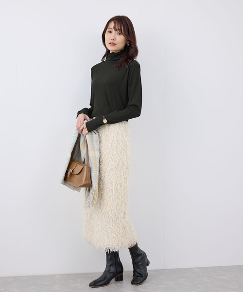 ROPE' PICNIC（ロペピクニック）の「吸湿発熱/シアーカットタートル（Tシャツ/カットソー・レディース・キナリ/ブラック/ライトグレー/チャコールグレー・38）」の6枚目の写真