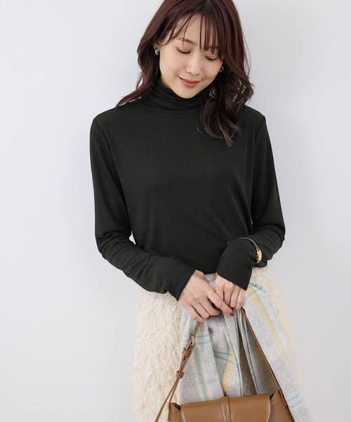 ROPE' PICNIC（ロペピクニック）の「吸湿発熱/シアーカットタートル（Tシャツ/カットソー・レディース・キナリ/ブラック/ライトグレー/チャコールグレー・38）」の7枚目の写真