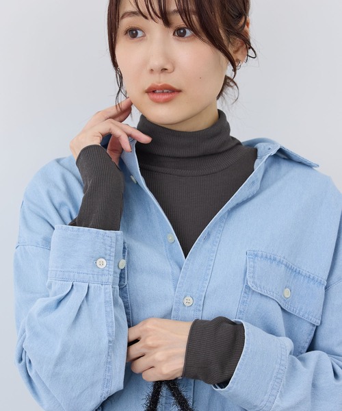 ROPE' PICNIC（ロペピクニック）の「吸湿発熱/シアーカットタートル（Tシャツ/カットソー・レディース・キナリ/ブラック/ライトグレー/チャコールグレー・38）」の10枚目の写真