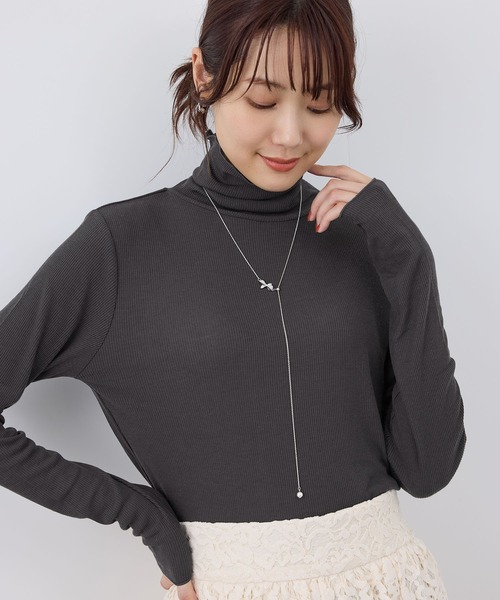 ROPE' PICNIC（ロペピクニック）の「吸湿発熱/シアーカットタートル（Tシャツ/カットソー・レディース・キナリ/ブラック/ライトグレー/チャコールグレー・38）」の11枚目の写真