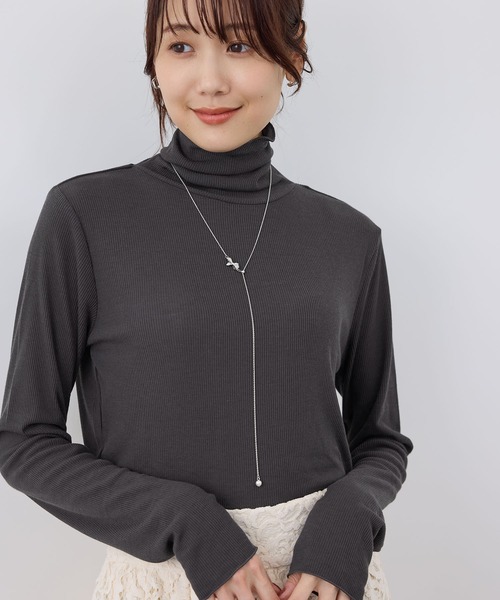 ROPE' PICNIC（ロペピクニック）の「吸湿発熱/シアーカットタートル（Tシャツ/カットソー・レディース・キナリ/ブラック/ライトグレー/チャコールグレー・38）」の12枚目の写真