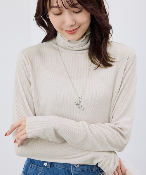 ROPE' PICNIC（ロペピクニック）の「吸湿発熱/シアーカットタートル（Tシャツ/カットソー・レディース・キナリ/ブラック/ライトグレー/チャコールグレー・38）」の14枚目の写真