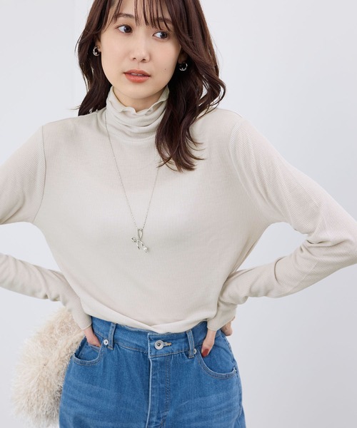 ROPE' PICNIC（ロペピクニック）の「吸湿発熱/シアーカットタートル（Tシャツ/カットソー・レディース・キナリ/ブラック/ライトグレー/チャコールグレー・38）」の15枚目の写真