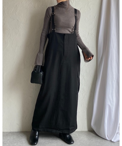 She's Closet（シーズクローゼット）の「ハイウエストフロントジップロングミリタリージャンパースカートワンピース（ジャンパースカート・レディース・ブラウン/チャコールグレー/ブラック・FREE）」の18枚目の写真