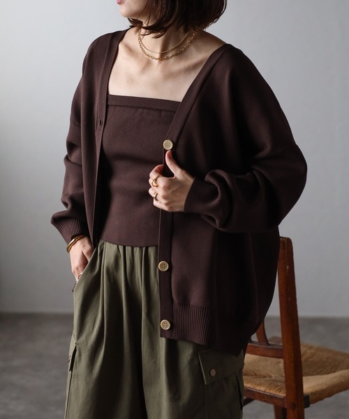 Bonjour Sagan（ボンジュールサガン）の「ダンボールニットビスチェ（チューブトップ・レディース・チャコールグレー/ブラウン/ブラック・FREE）」の3枚目の写真