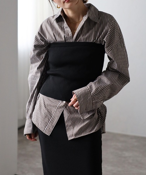 Bonjour Sagan（ボンジュールサガン）の「ダンボールニットビスチェ（チューブトップ・レディース・チャコールグレー/ブラウン/ブラック・FREE）」の2枚目の写真