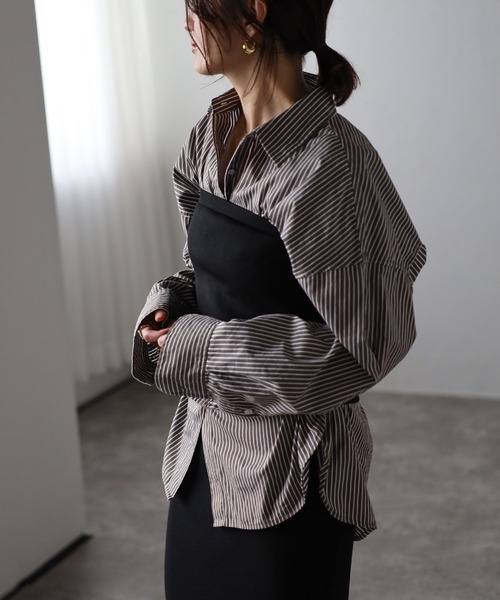 Bonjour Sagan（ボンジュールサガン）の「ダンボールニットビスチェ（チューブトップ・レディース・チャコールグレー/ブラウン/ブラック・FREE）」の9枚目の写真