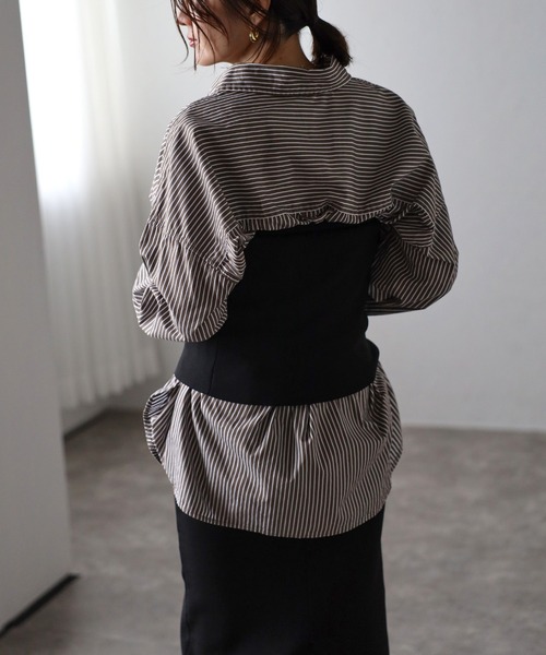 Bonjour Sagan（ボンジュールサガン）の「ダンボールニットビスチェ（チューブトップ・レディース・チャコールグレー/ブラウン/ブラック・FREE）」の11枚目の写真