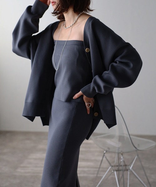 Bonjour Sagan（ボンジュールサガン）の「ダンボールニットビスチェ（チューブトップ・レディース・チャコールグレー/ブラウン/ブラック・FREE）」の14枚目の写真