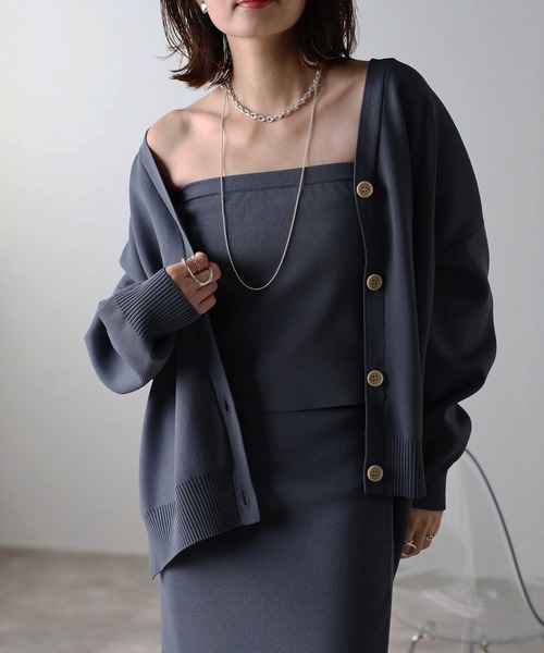 Bonjour Sagan（ボンジュールサガン）の「ダンボールニットビスチェ（チューブトップ・レディース・チャコールグレー/ブラウン/ブラック・FREE）」の16枚目の写真