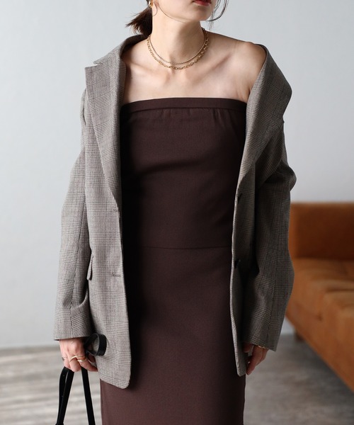 Bonjour Sagan（ボンジュールサガン）の「ダンボールニットビスチェ（チューブトップ・レディース・チャコールグレー/ブラウン/ブラック・FREE）」の19枚目の写真