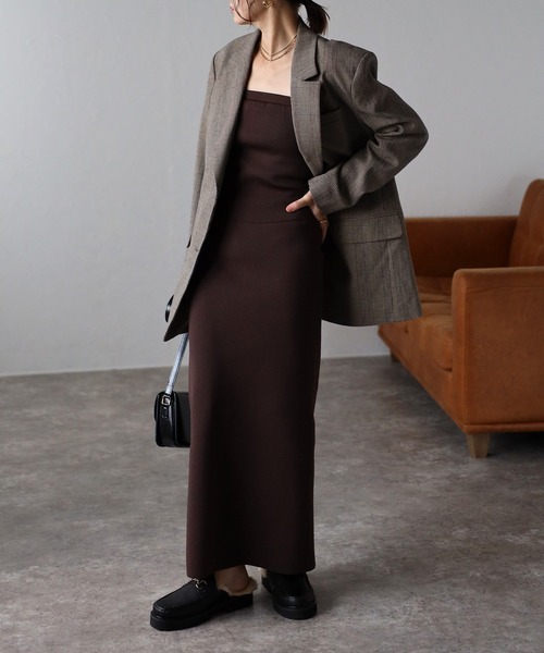 Bonjour Sagan（ボンジュールサガン）の「ダンボールニットビスチェ（チューブトップ・レディース・チャコールグレー/ブラウン/ブラック・FREE）」の20枚目の写真