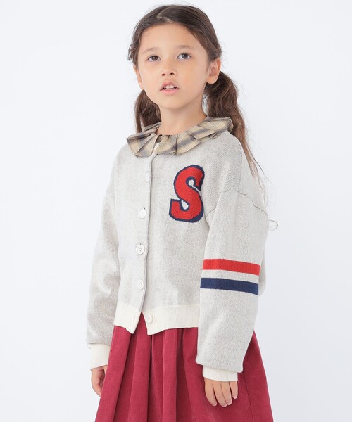 SHIPS（シップス）の「SHIPS KIDS:100～130cm /〈手洗い可能〉ジャカード レタード カーディガン（カーディガン/ボレロ・キッズ・オフホワイト/ネイビー・100/110/130/120）」の4枚目の写真