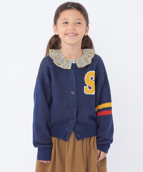 SHIPS（シップス）の「SHIPS KIDS:100～130cm /〈手洗い可能〉ジャカード レタード カーディガン（カーディガン/ボレロ・キッズ・オフホワイト/ネイビー・100/110/130/120）」の9枚目の写真