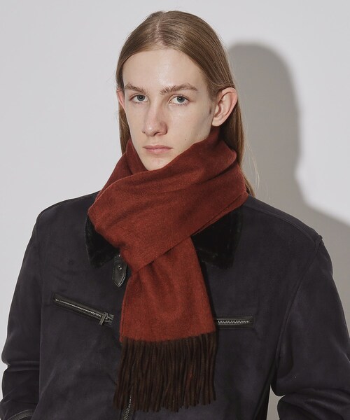 tk.TAKEO KIKUCHI（ティーケータケオキクチ）の「◆リバーシブルウールマフラー（マフラー・メンズ・ブラック/カーキ/ダークオレンジ・00）」の8枚目の写真