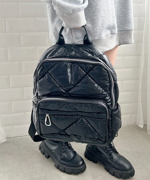 √nuage（ルートニュアージュ）の「キルティングパフィーバックパック（バックパック/リュック・レディース・ブラック/シルバー・FREE）」の7枚目の写真