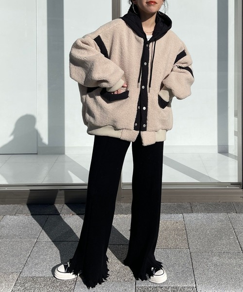 wee9s（ウィークス）の「quilting hoodie boa blouson / キルティングフーディーボアブルゾン（ブルゾン・レディース・ブラック/カーキ・FREE）」の18枚目の写真