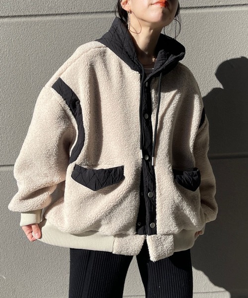 wee9s（ウィークス）の「quilting hoodie boa blouson / キルティング