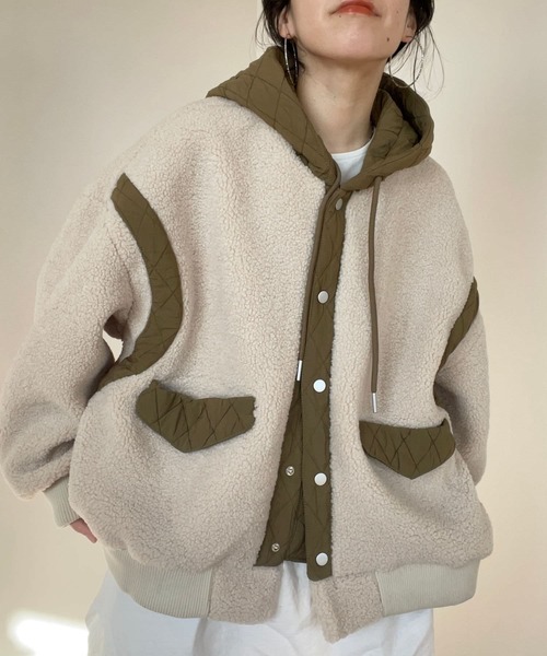 wee9s（ウィークス）の「quilting hoodie boa blouson / キルティング