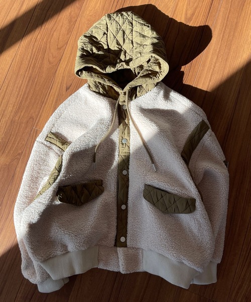 wee9s（ウィークス）の「quilting hoodie boa blouson / キルティング
