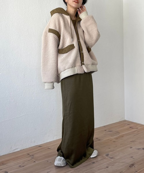 wee9s（ウィークス）の「quilting hoodie boa blouson / キルティング