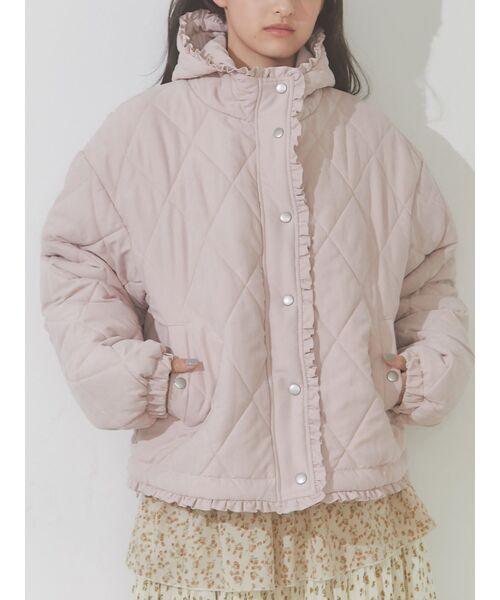 merry jenny（メリージェニー）の「フリルキルティングフードジャケット（ダウンジャケット/コート・レディース・ブラック/ライトブルー/ピンク/アイボリー・FREE）」の4枚目の写真