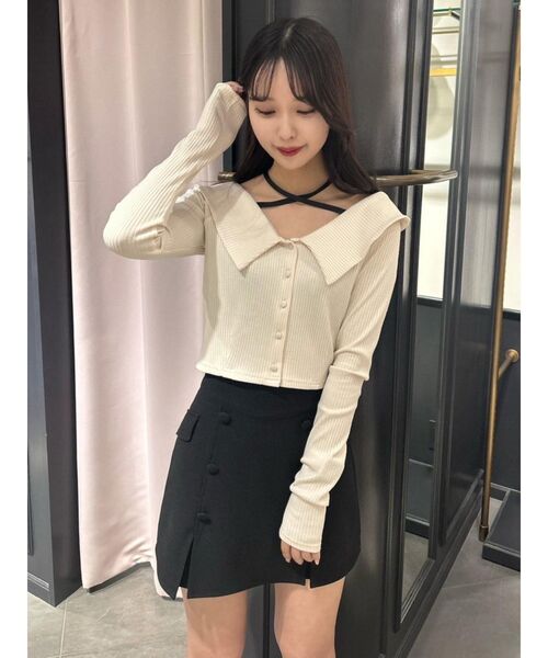 EATME（イートミー）の「ダブルボタンスリットスカート（スカート・レディース・ベージュ/ブラック/その他1・MEDIUM/SMALL）」の6枚目の写真